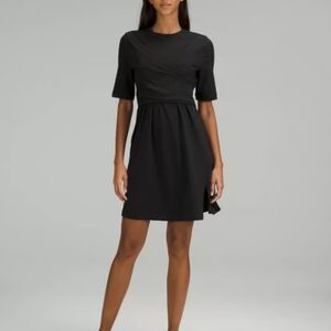 Lululemon Women's Pima Cotton Wrap-Front T-Shirt Dress in Black 10